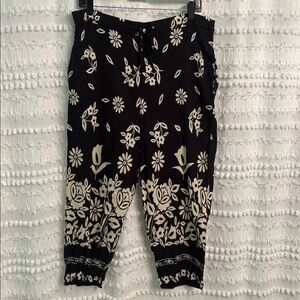 Floral Black and Cream Pants